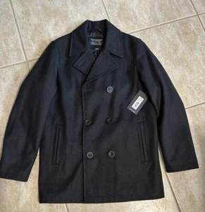 Men's Roundtree & Yorke Luxurious Wool Pea Coat Jacket Size S Quilted Lining NWT - Picture 1 of 6