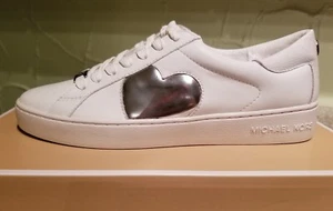 MICHAEL MICHAEL KORS WOMEN'S KEATON HEART LEATHER SNEAKERS SHOES SIZE 8.5 WHT - Picture 1 of 7