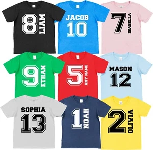 Personalised Any Age & Name T-shirt Boys Girls Kids Birthday Party Gift Tee Top - Picture 1 of 19