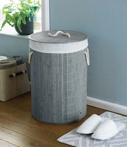 Olivia Rocco Bamboo Laundry Basket Clothes Hamper Bin Anti Bacterial Storage Bag - Picture 1 of 7