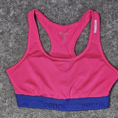 Sujetador deportivo Reebok para mujer M rosa y azul acolchado Foto 1 de 4