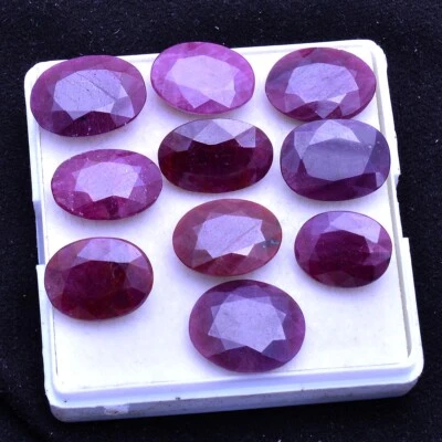 10 Pcs Natural Ruby 13.20mm-16.10mm Oval Cut Gorgeous Red Untreated Gemstones - Image 1 of 4