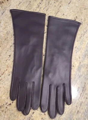 ¡Nuevo! Guantes largos vintage para mujer talla única marrón imitación cuero forrados 12,5" Japón Foto 1 de 4