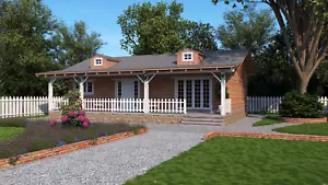 American Style Tiny House Plan With CAD file And PDF For Blueprint - 2 Bedrooms - Picture 1 of 12