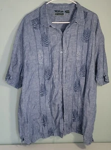 CUBAVERA SHIRT, Men's Sz XXL, Blue, Sh Sl, 100% LINEN, Button Up, Lightly Worn - Picture 1 of 10