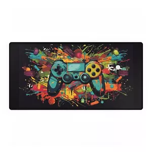 Colorful Gaming Desk Mat - Vibrant Game Controller Design, Gamer Mouse Pad, Desk - Picture 1 of 13
