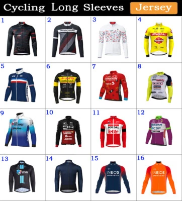 Camisetas de ciclismo de manga larga de vellón térmico de ajuste de invierno para hombre equipo de ciclismo Foto 1 de 3