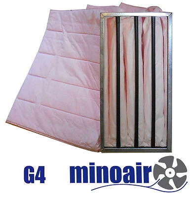 MINOAIR Taschenfilter G4 287 x 592 x 360mm 60% ISO Coarse Grobstaubfil. Vorfilter Gastro