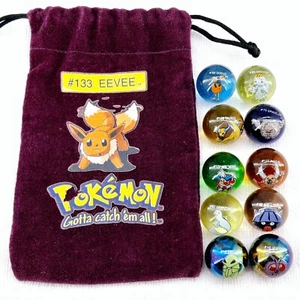 Pokemon Marbles and Purple Eevee #133 Pouch with 10 Marbles Including 2 Holo - Picture 1 of 14