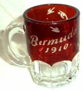 EAPG Ruby Stained Creamer Pitcher Jug Glass Cranberry Bermuda 1910 Birds Flowers - Picture 1 of 5