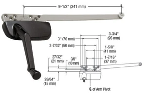 Bronze Left Hand Ellipse Style Casement Operator Surface Mount with 9-1/2" Sing - Picture 1 of 3