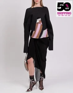 RRP €1703 RICK OWENS PHLEGETHON Girdered Top IT40 US4 UK8 S Wool Blend Stiff - Picture 1 of 8
