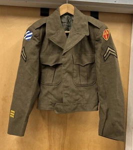 VTG Korean War 1950 US Army 3rd Infantry Wool Military Field Jacket 36R Ike - Picture 1 of 8