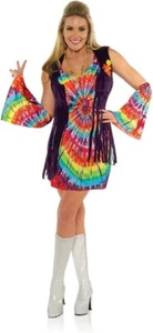 Underwraps Revolution Adulto Mujeres Años 60 Hippie Tie Dye Flecos Disfraz Set S - Imagen 1 de 1
