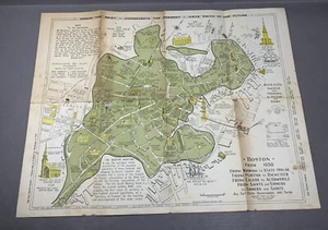 Scarce Vintage Illustrated History Map ~ Old Shawmut Boston to Modern - Picture 1 of 10