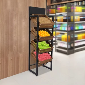 4 Korb Markt Einzelhandel Präsentationsständer Regal Händler Obst Gemüse Organizer - Bild 1 von 16