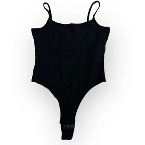 Madewell Cami Thong Bodysuit Women's Small Black Sleeveless Strappy NWT - Picture 1 of 11