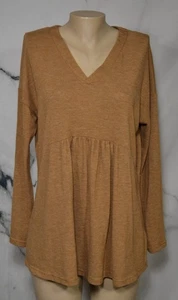 SUZANNE BETRO Golden Brown V Neck Sweater Large Polyester Blend Unlined - Picture 1 of 7