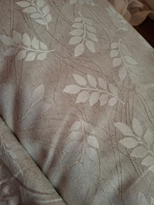 ÜBERBREITE Jacquard Stoff m. Leinen Ballen u. 5 METER beige edel elegant BLÄTTER - Bild 1 von 4