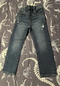 Gap Boys Size 5 Slim Fit Taper Denim Jeans Distressed Dark Blue Stretch Waist - Picture 1 of 3