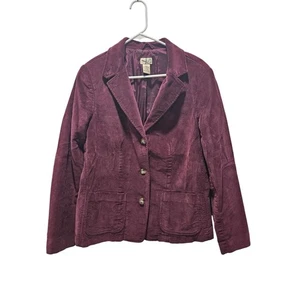 Vintage LL Bean Womens Corduroy Blazer Plum Burgundy Magenta Size 12 Reg 0 FCY 1 - Picture 1 of 5