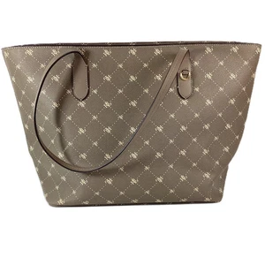 Lauren Ralph Lauren Taupe Grey Monogram Print Shoulder Handbag - Picture 1 of 8