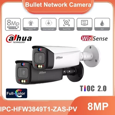 Dahua IPC-HFW3849T1-ZAS-PV 8MP Full-Color 5x Zoom WizSense IP Camera 2-Way Talk - Image 1 of 4