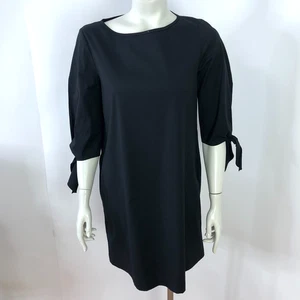 Blusa túnica pulóver pequeña Lafayette 148 botón trasero pajarita negra - Imagen 1 de 15