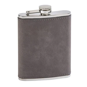 8 oz. Leatherette Flask in Gray - Picture 1 of 1