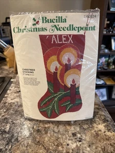Vintage Bucilla Needlepoint Christmas Stocking Kit 60524 (N3W Old Stock)OPEN BOX - Picture 1 of 5