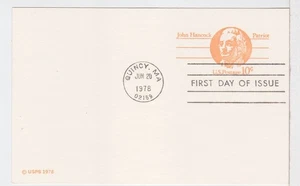 TurtlesTradingPost- John Hancock- 1978 #UX74 Postal Card FDC - Picture 1 of 1