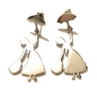Mary Poppins Orecchini Pendenti Cartoni Nichel Free Disney Ombrello Anime Pop - Immagine 1 di 2
