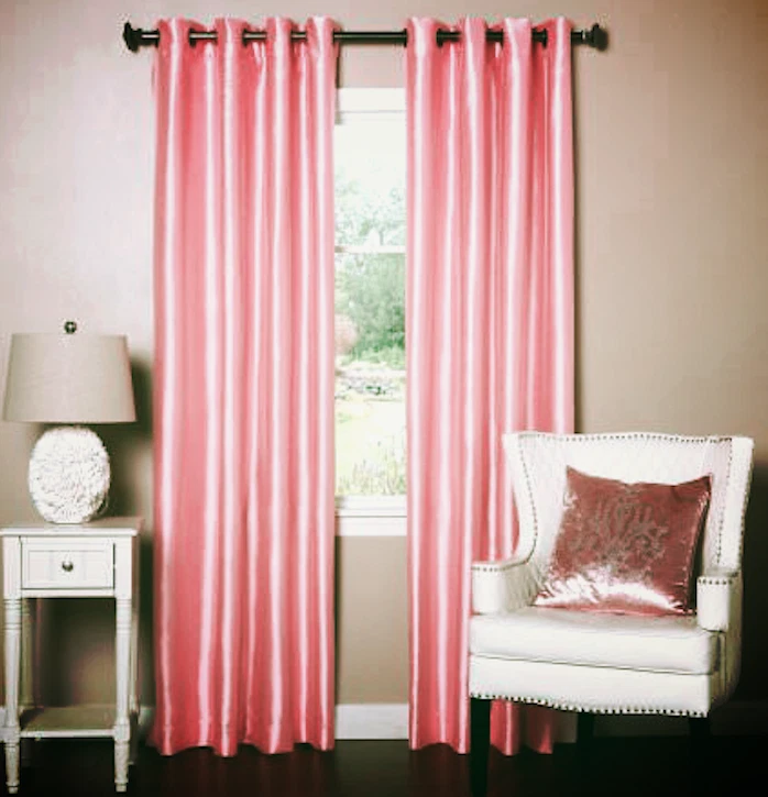 Panel de cortina de ventana con ojal de seda sintética maciza de 2 piezas - todos los tamaños NUEVA VENTA A LA LLEGADA Foto 1 de 1