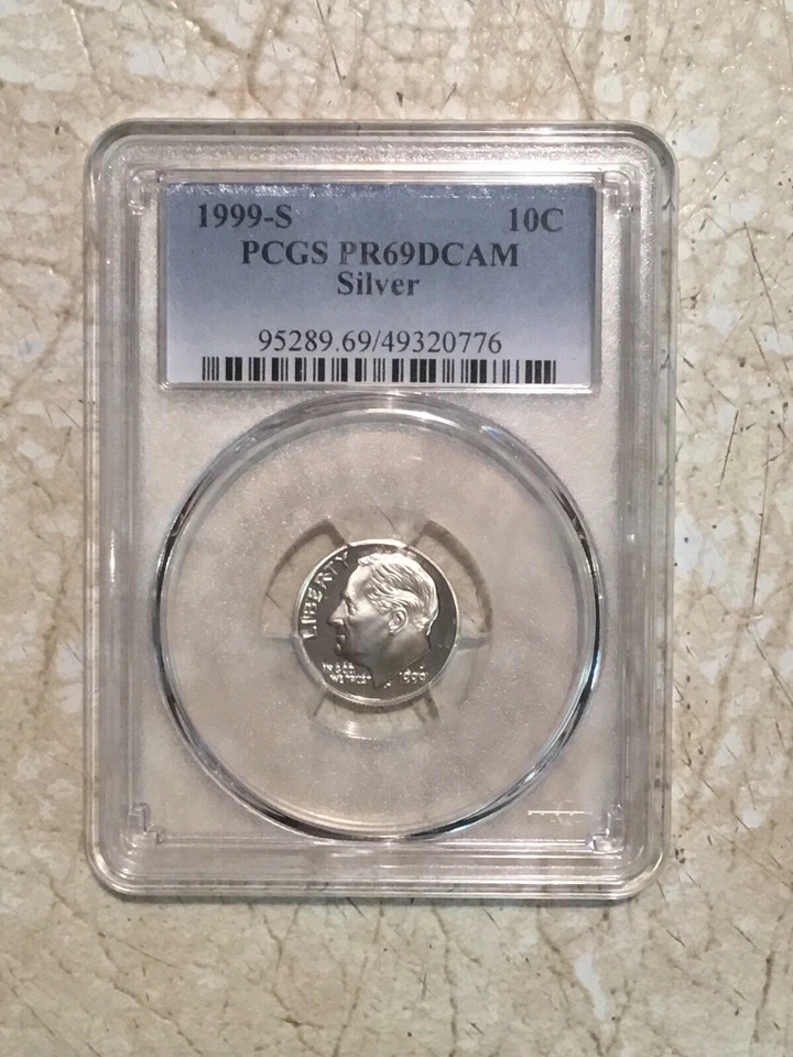 1999 S 10C SILVER Roosevelt Dime Proof PCGS PR69DCAM Combines Shipping Fees - Image 1 of 3