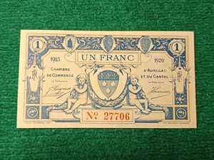 Billet de Nécessité - Chambre de commerce AURILLAC - 1 FRANC SERIE C - 1915 NEUF - Imagen 1 de 2