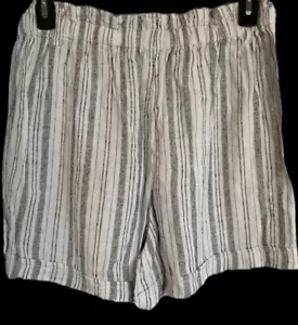 Time and Tru Shorts XXXL Striped Linen Blend Elastic Drawstring Waist Pockets 22 - Picture 1 of 5