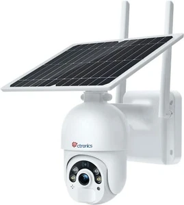 Solar Security Camera Outdoor Wireless WiFi, Ctronics Pan Tilt Home PTZ Camera - Picture 1 of 7