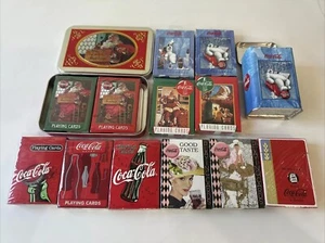 12 COCA-COLA Coca Cola Nostalgia Playing Cards Tins Decks 10 SEALED 2 OPEN - Picture 1 of 3