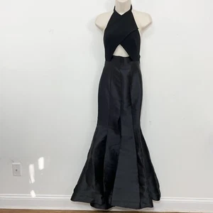 Solace London halter gown size 2 cutout high slit black Mermaid $550 Evening - Picture 1 of 11