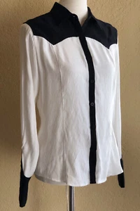 Max Studio London Womens Colorblocked Button Up Shirt 7M07A31 - Picture 1 of 9