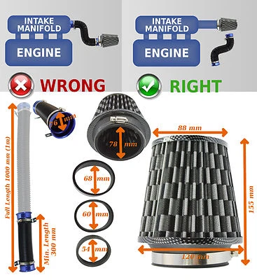 UNIVERSAL TYPE INDUCTION KIT WITH FILTER ADAPTERS CARBON/BLACK – Volvo 1 - Image 1 of 4