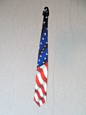 Vintage 1994 Ralph Marlin Tie Patriotic Red White Blue Flag Polyester New - Image 1 of 4