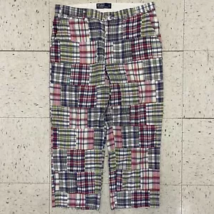 Polo Ralph Lauren Pantaloni Madras Patchwork Plaid Golf Pantaloni Chino Multicolore 35 - Foto 1 di 8