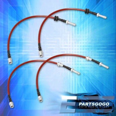 For 99-05 BMW 3-Series E46 Front Rear S/S Braided Hose Oil Brake Lines Cable Red - Image 1 of 4