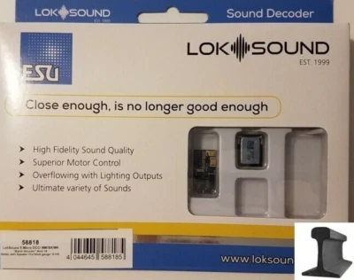 ESU 58818 LokSound V5.0 Micro DCC/MM/SX/M4 Decoder Next18 ~ W/Sugar Cube Speaker - Image 1 of 4