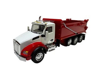 DCP / FIRST GEAR 1/64 SCALE T-880 KENWORTH TRIPLE AXLE DUMP TRUCK, RED & WHITE - Picture 1 of 9
