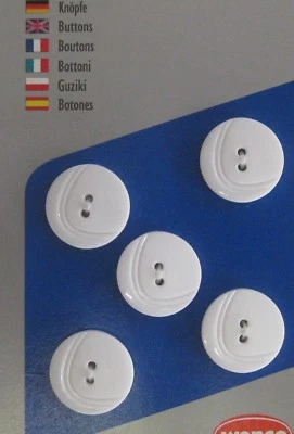 5 modische Knöpfe Kunststoff weiß 18mm 1,8cm 2 Loch rund Hemdknöpfe Wäscheknöpfe - Bild 1 von 3