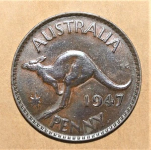 S1 - Australia 1 Penny 1947p Extremely Fine + Copper Coin - Kangaroo ***Key Date - Picture 1 of 2