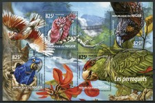 Niger Birds on Stamps 2015 MNH Parrots Macaws Cockatoos Amazons Kaka 4v M/S