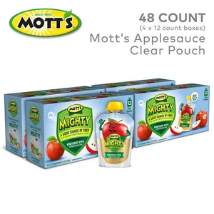 Motts Mighty Honeycrisp Apple Applesauce 3.2Oz 48 Ct Clear Pouches 4 Packs of 12 - Picture 1 of 14